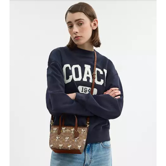 Coach X Peanuts City Mini Tote Bag In Signature Canvas With Snoopy Print CBS83 - Picture 4 of 8